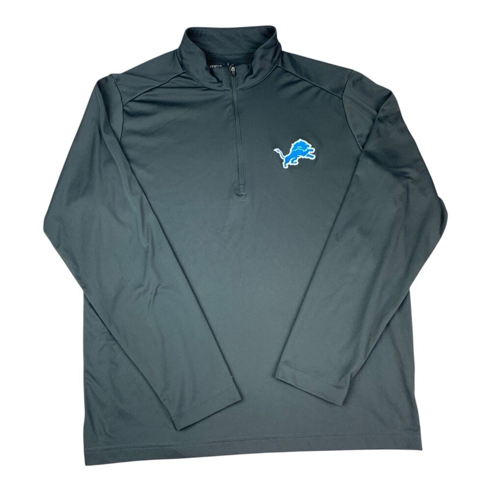 Detroit Lions 1/4 Zip Pullover Top Black, Antigua, Men’s Size Large
